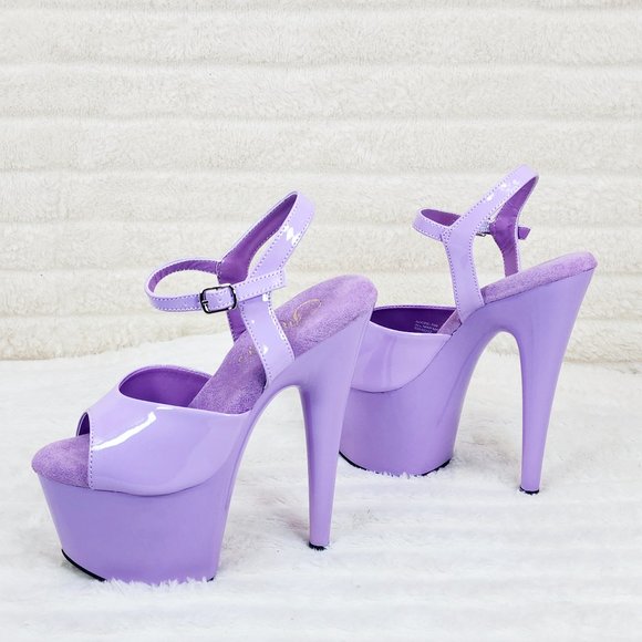 709 Lavender Lilac Patent Ankle Strap Platform High Heel Sandals - Picture 1 of 8